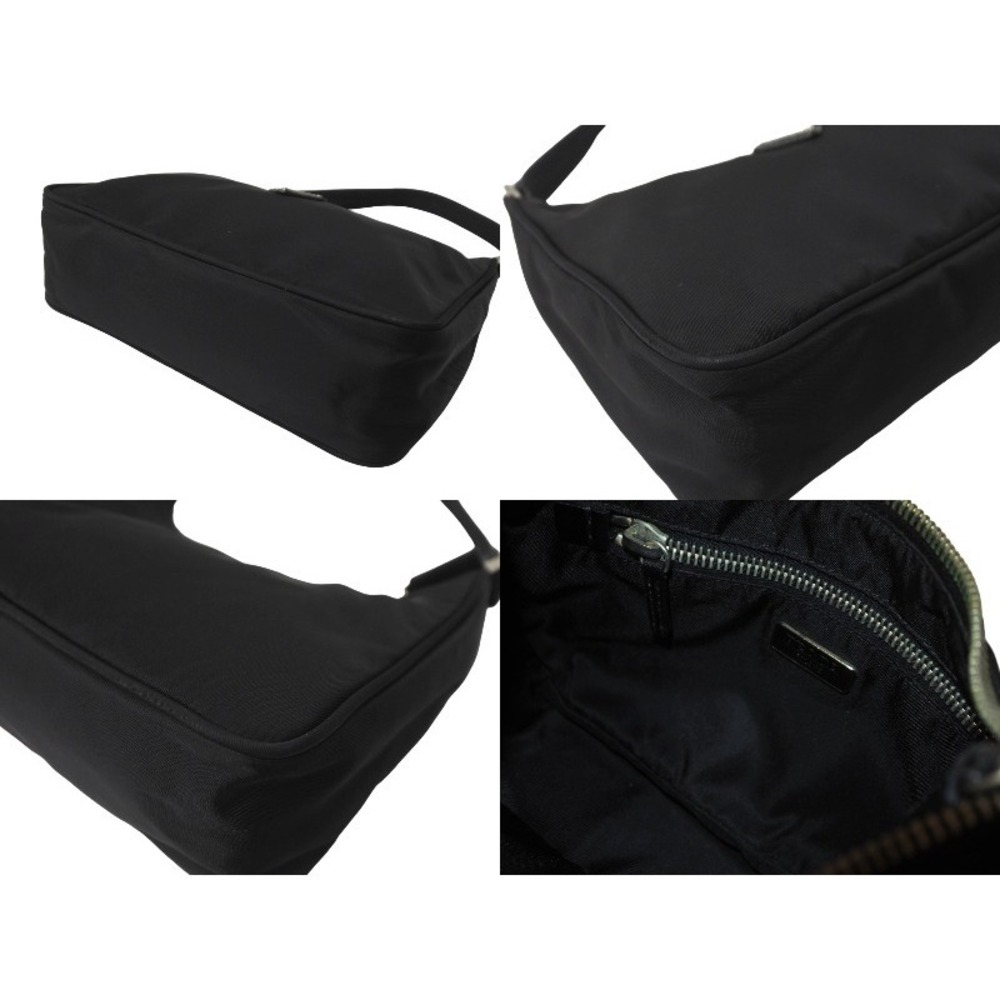 PRADA Hobo Handbag Triangle Logo Black Nylon - Picture 8 of 9